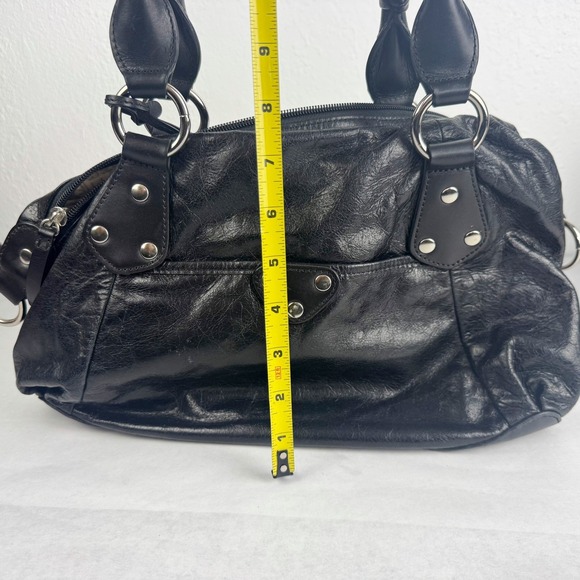 Ellington Handbags - Ellington Black Leather Satchel and Tote Bag Set Silver Hardware 2 Pieces